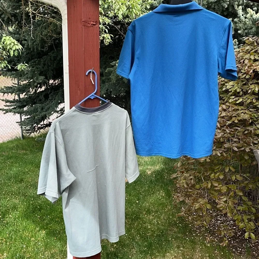 BUNDLE OF 2 MEN’S LARGE THE NORTH FACE POLYESTER “WAFFLE-KNIT” VAPOR WICK TEES